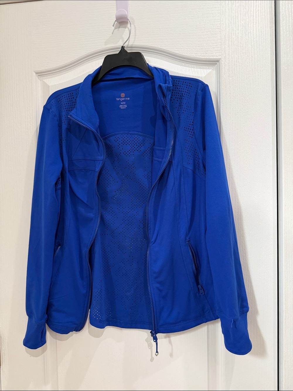 Tangerine Royal Blue Perforated Zip-Front workout  Jacket size Medium NWOT